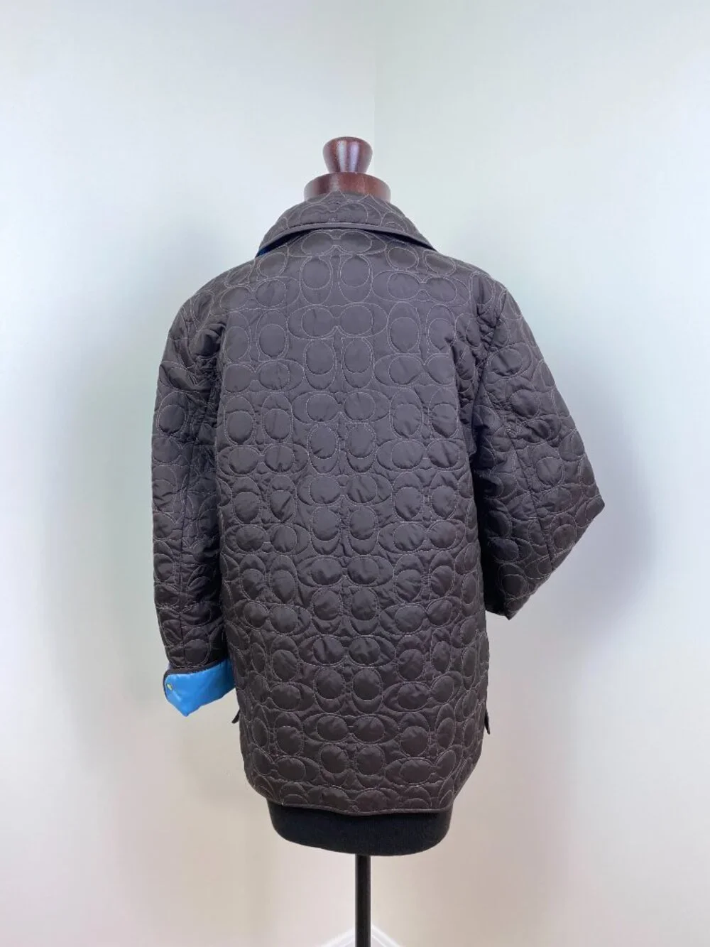 Coach Signature C Quilted Barn Jacket Brown Blue Size M Vintage